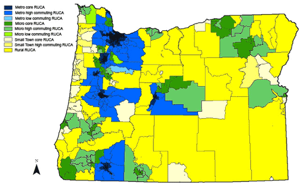 Figure 3 Rural-Urban Commuting Area Oregon